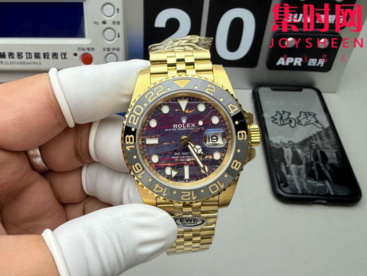 劳力士EWE格林尼治型系列 铁虎眼石盘 全金格林尼治GMT 3285机 五珠带 男士腕表 商品图0