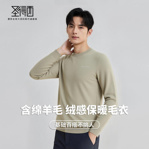 【含羊毛&含莱赛尔】圣得西男款圆领套头针织毛衫2025年秋季新款 商品图2