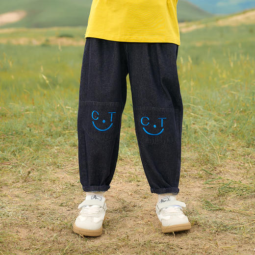 【防褪色】棉花堂黑色笑脸童趣牛仔裤——FA52132 商品图6