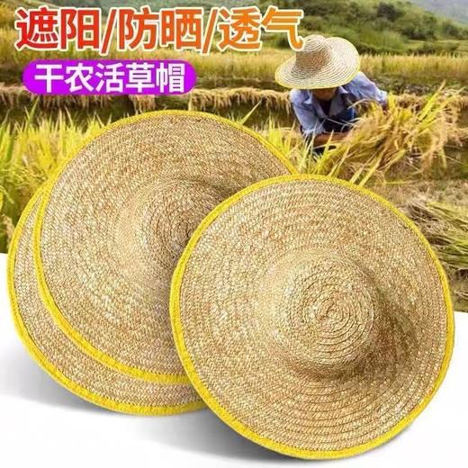 户外大草帽 手工麦秆草帽 工地钓鱼户外大檐太阳帽 45cm 包边 田园遮阳防晒 1顶 商品图0