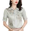 XY34780高品质舒适透气减龄中年女真丝上衣女桑蚕丝衬衫新款中国风小衫夏 商品缩略图4