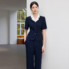 IWY/高级感拼接领西装套装女夏季藏青色商务通勤前台接待职业装25CP792 商品缩略图1
