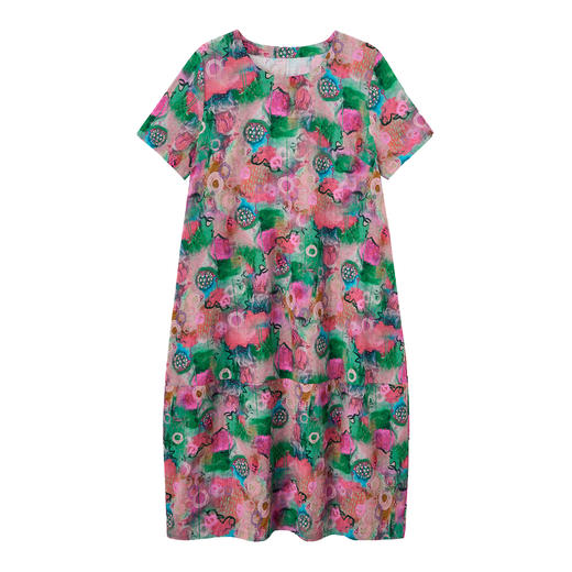 时尚印花圆领棉麻连衣裙，舒适休闲宽松显瘦裙子HR-NYMYZ307 商品图4