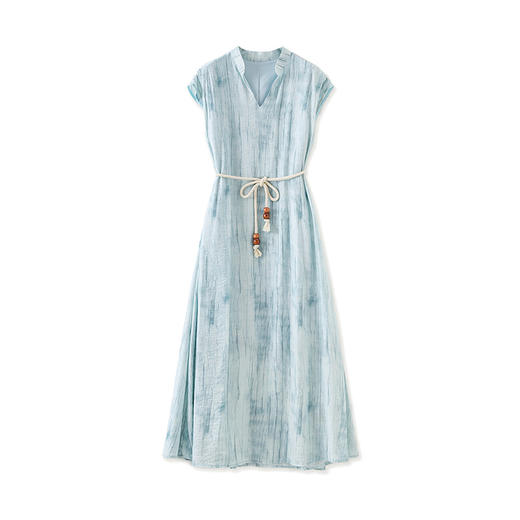 「高货wl」全新升级【铂金会员358/天猫479/差价121】(94905)洛诗琳典雅精致水墨提花连衣裙2025夏季天丝度假风长裙女 商品图4