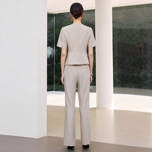 IWY/燕麦色短袖西装套装女夏季高级感正式场合接待职业装工作服25CP801 商品图5