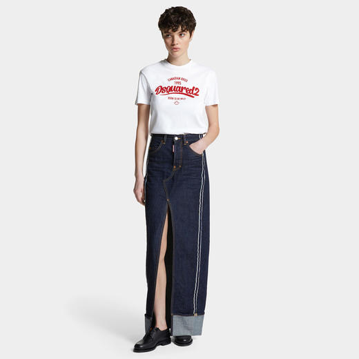 DSQUARED2 女士字母徽标印花棉质圆领短袖T恤 白色 S75GD0488 D20035 100 商品图3