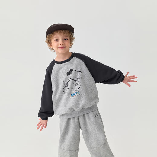 马克珍妮男童快乐小狗拼色卫衣 宝宝套头衫2025年秋装新款551129 商品图1