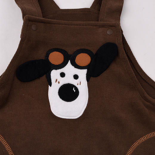 棉果果秋季新品男童胡桃棕色背带裤M312204225476 商品图3