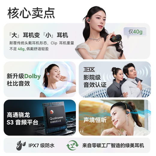 Cleer Clip时尚版 开放式头戴AI蓝牙耳机高颜值 空间音频杜比 商品图3