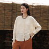 绽放女装507朵/【大山的褶皱】砂洗亚麻圆领开襟落肩长袖口袋衬衫 商品缩略图3
