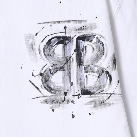 T4436SDSA夏季新款男士痞帅潮牌简约手绘字母泼墨设计圆领短袖T恤时尚 商品图3