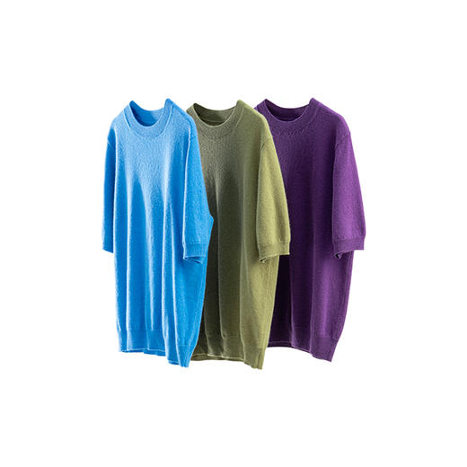 绽放旅行女装525朵/【大山的褶皱】纯羊毛圆领短袖套头毛针织衫女 商品图4