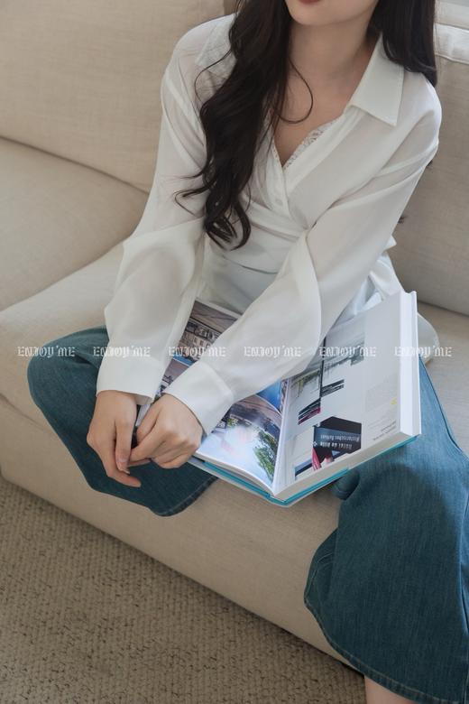 【门店同款】ENJOY秋季“谧色花颂”气质绑带衬衫 164343165 商品图3