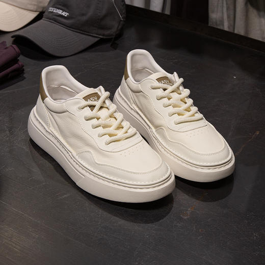 DRONKOO 2025 系带鞋后侧撞色皮料基础款低帮板鞋 商品图2