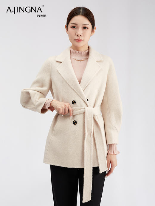 【商城同款】阿菁娜高级羊驼毛灯笼袖收腰大衣F30D211077 商品图2