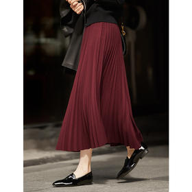 「自」全新升级【铂金会员247/天猫329/差价82】(11004)洛诗琳重工压褶高腰显瘦百褶裙2025秋装新款百搭A字半身裙