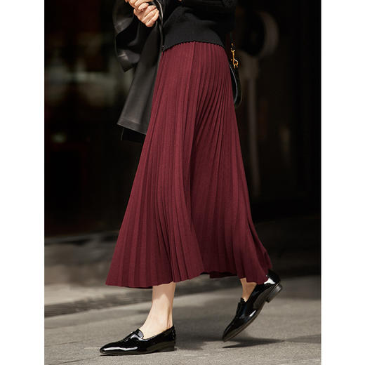 「自」全新升级【铂金会员247/天猫329/差价82】(11004)洛诗琳重工压褶高腰显瘦百褶裙2025秋装新款百搭A字半身裙 商品图0