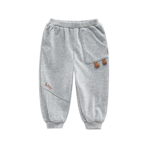 拉比童衣-3休闲i5贴袋束口长裤花灰 商品图0