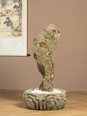 清	太湖石园林赏石及石盆