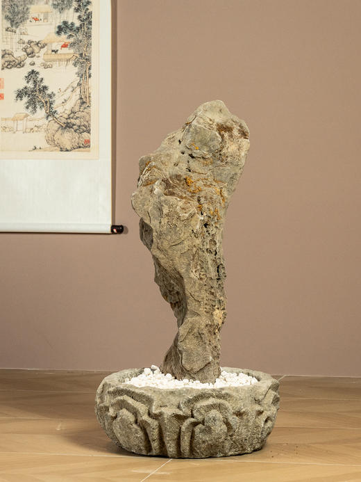 清	太湖石园林赏石及石盆 商品图0