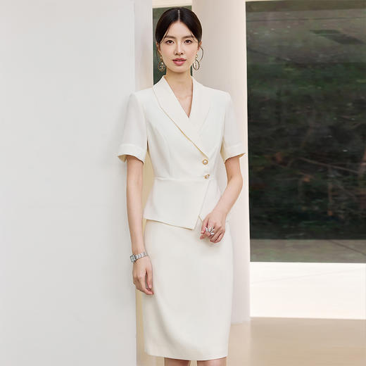 IWY/气质短袖假两件连衣裙女高端珠宝医美前台接待职业裙工作服25Q799 商品图0