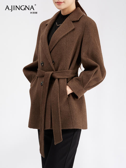 【商城同款】阿菁娜高级羊驼毛灯笼袖收腰大衣F30D211077 商品图3