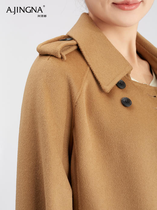 【商城同款】阿菁娜绵羊毛双排扣长款大衣F30D211076 商品图2