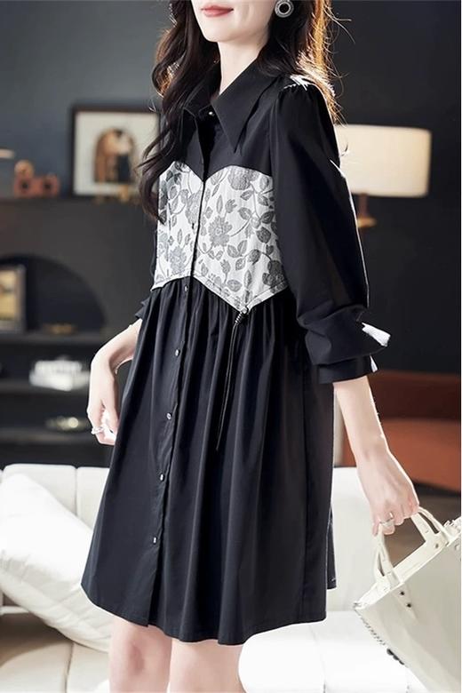 Le Malene 黑色文艺风长袖衬衫连衣裙 20755 商品图1