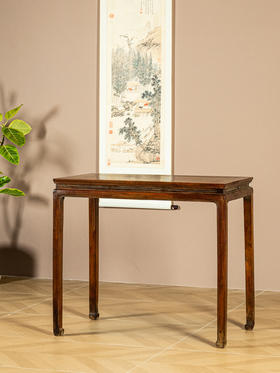 清	黄花梨束腰马蹄腿鱼门洞半桌