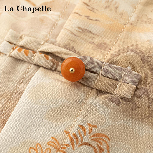 天猫同步【凉感、丝滑】拉夏贝尔/La Chapelle新中式立领印花盘扣长袖衬衫秋季新款★ 商品图4