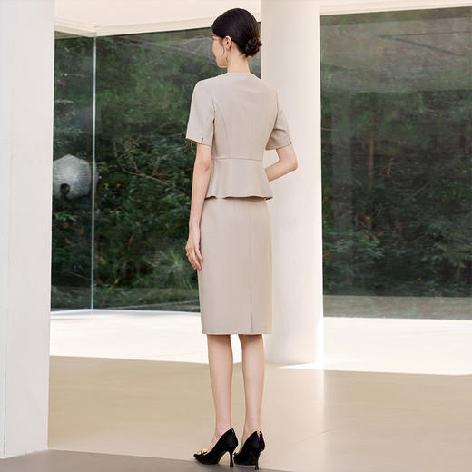 IWY/气质燕麦色短袖西装套裙女正式场合接待工作服干练职业裙装25CS801 商品图5