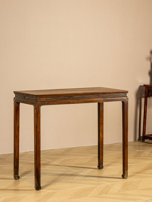 清	黄花梨束腰马蹄腿鱼门洞半桌 商品图2