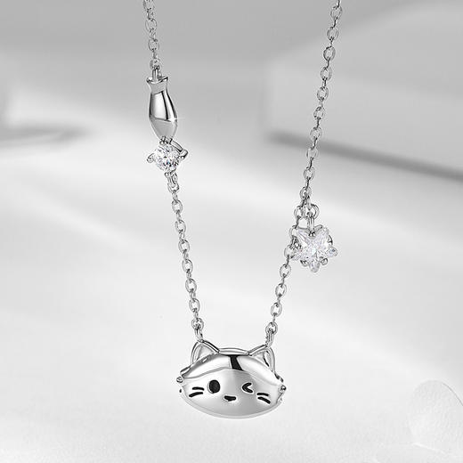 卡蒂罗/KADER 星光猫项链  萌趣猫咪可爱俏皮wink萌趣爱恋可调节吊坠 璀璨星光简约百搭喵与鱼拼接链 商品图5