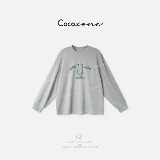 COCO ZONE 刘一一【100棉】简约松弛随性风长袖T恤 CD2A1604 商品图0