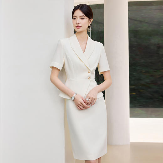 IWY/气质短袖假两件连衣裙女高端珠宝医美前台接待职业裙工作服25Q799 商品图1