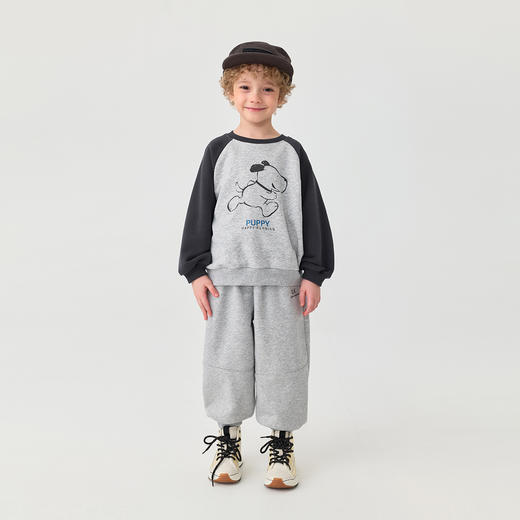 马克珍妮男童快乐小狗拼色卫衣 宝宝套头衫2025年秋装新款551129 商品图3