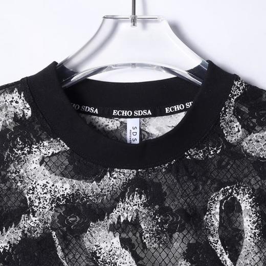 T4443SDSA秋季新款男士痞帅简约小格子撞色圆领长袖T恤宽松百搭休闲 商品图2