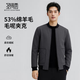 【含绵羊毛】保暖毛呢夹克2025秋新款针织棒球领休闲外套男