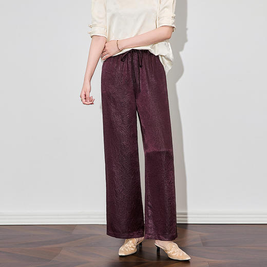 「高货wl」全新升级【铂金会员220/天猫299/差价79】(95145)洛诗琳简约通勤醋酸直筒裤2025夏季轻盈国风慵懒休闲裤女 商品图3