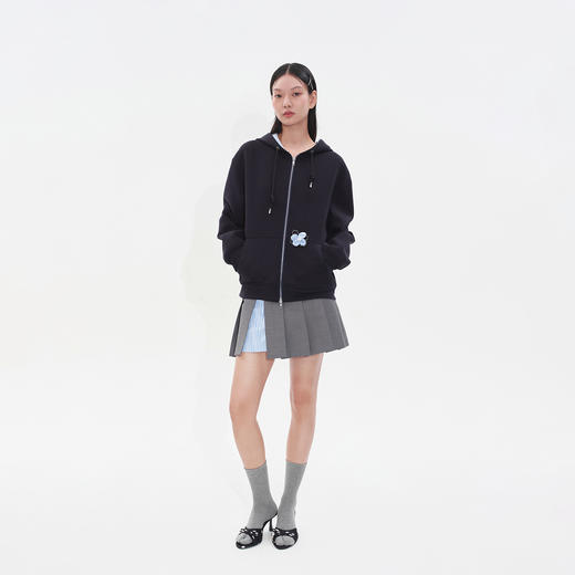 HERLIAN2025年早秋新品女士格纹拼接可拆卸花瓣装饰卫衣 商品图2