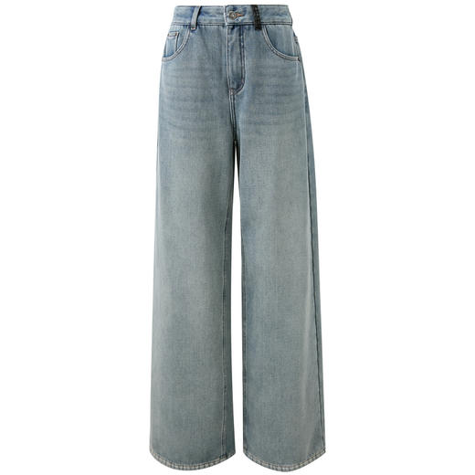 【加绒】三彩2025冬季新款宽松收腰阔腿裤牛仔裤长裤百搭M 商品图4