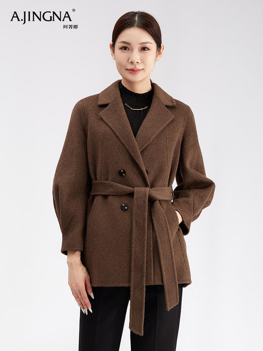 【商城同款】阿菁娜高级羊驼毛灯笼袖收腰大衣F30D211077 商品图0