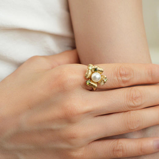 Garden of Eden 伊甸园系列 | 伊甸园金色繁花戒指（活口，码数可调节） 商品图1