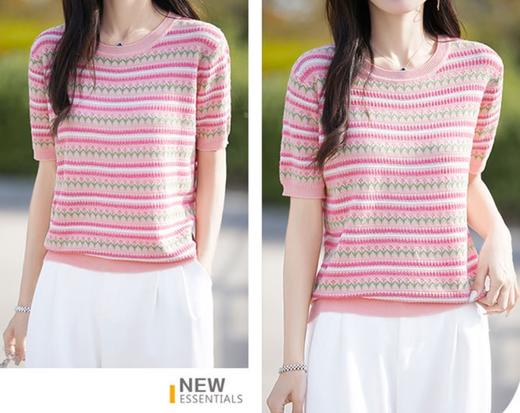 圆领温婉天丝莱赛尔针织短袖提花衫 商品图8