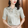 XY34780高品质舒适透气减龄中年女真丝上衣女桑蚕丝衬衫新款中国风小衫夏 商品缩略图0