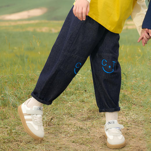 【防褪色】棉花堂黑色笑脸童趣牛仔裤——FA52132 商品图4