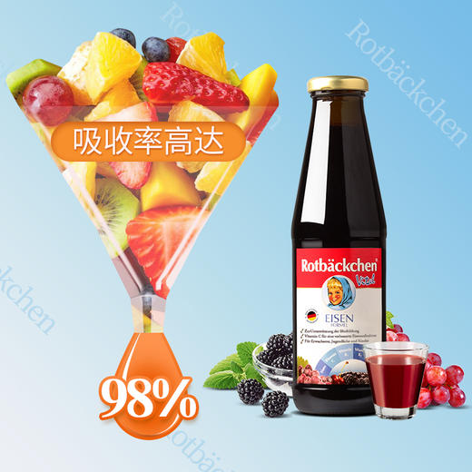 德国进口RBH 百年小红脸全家多维铁 450ml 全家营养充电宝 科学配比防互斥 抗疲劳力Max 商品图4