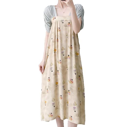 MZS1756法式睡裙女夏短袖棉绸宽松大码可外穿家居服套装夏天睡衣复古长裙 商品图3