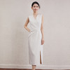 「自」全新升级【铂金会员404/天猫539/差价135】(01316)洛诗琳简约知性无袖连衣裙2025夏季V领收腰显瘦开叉裙女 商品缩略图3
