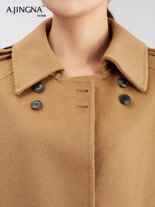 【商城同款】阿菁娜绵羊毛双排扣长款大衣F30D211076 商品图3